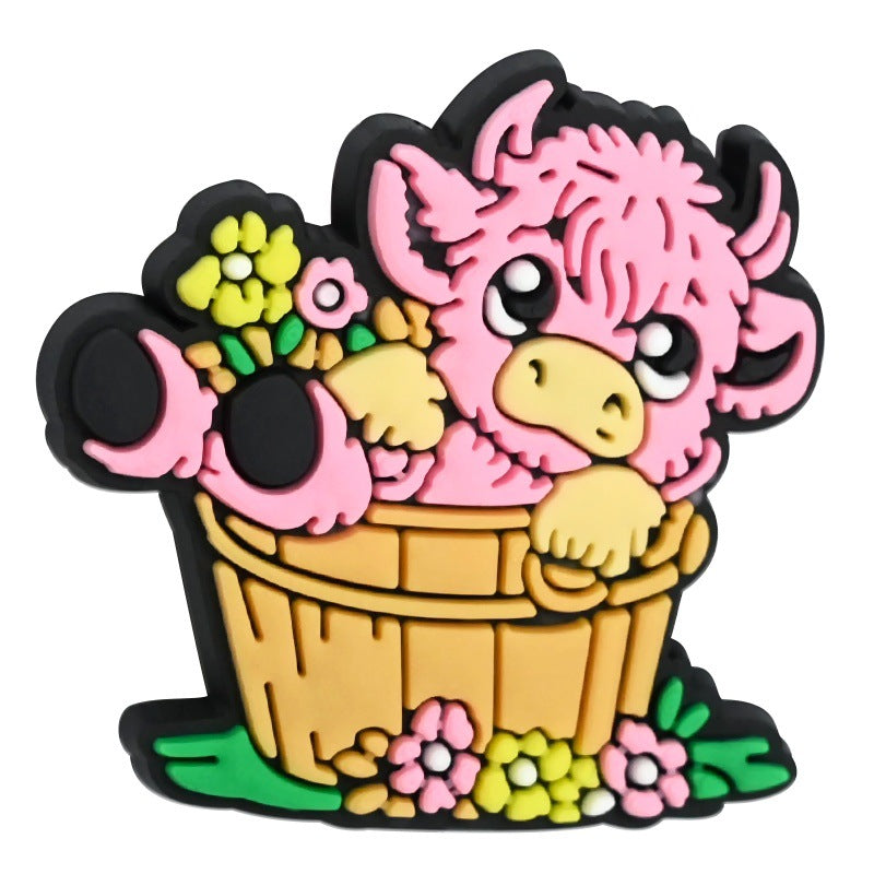 Wholesale  Random 100pcs Cartoon Highland Cattle Series Beads